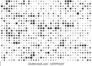 Abstract geometric pattern with small and large squares. Design element for web banners, posters, cards, wallpapers, backdrops, panels Black and white color Vector illustration