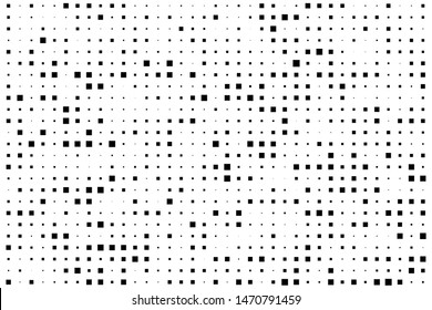 Abstract geometric pattern with small and large squares. Design element for web banners, posters, cards, wallpapers, backdrops, panels Black and white color Vector illustration