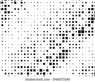 Abstract geometric pattern with small and large squares. Design element for web banners, posters, cards, wallpapers, backdrops, panels Black and white color Vector illustration