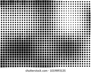 Abstract geometric pattern with small squares. Design element for web banners, posters, cards, wallpapers, backdrops, panels Black and white color Vector illustration Grunge halftone background.