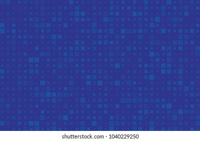 Abstract geometric pattern with small squares different size, scale. Design element for web banners, posters, cards, wallpapers, backdrops, panels Blue color Vector illustration