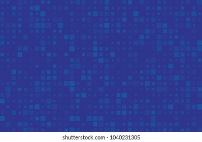 Abstract geometric pattern with small squares different size, scale. Design element for web banners, posters, cards, wallpapers, backdrops, panels Blue color Vector illustration