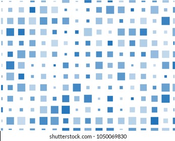 Abstract geometric pattern with small squares. Design element for web banners, posters, cards, wallpapers, backdrops, panels Different shades of blue on white color Vector illustration