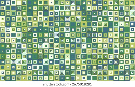 Abstract geometric pattern of small squares in green, blue, and cream tones.  Ideal for website backgrounds, textile designs, or modern art projects.