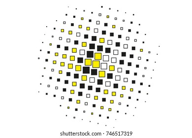 Abstract geometric pattern with small squares. Design element for web banners, posters, cards, wallpapers, backdrops, panels, covers, brochures. Black and yellow color Vector illustration