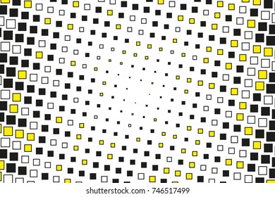 Abstract geometric pattern with small squares. Design element for web banners, posters, cards, wallpapers, backdrops, panels, covers, brochures. Black and yellow color Vector illustration