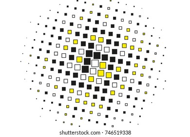 Abstract geometric pattern with small squares. Design element for web banners, posters, cards, wallpapers, backdrops, panels, covers, brochures. Black and yellow color Vector illustration