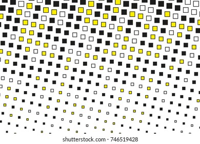 Abstract geometric pattern with small squares. Design element for web banners, posters, cards, wallpapers, backdrops, panels, covers, brochures. Black and yellow color Vector illustration