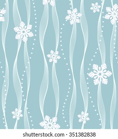 Abstract geometric pattern with snowflakes. Repeating seamless background. Winter vector ornament.