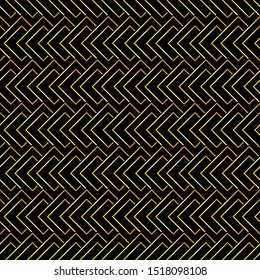 Abstract geometric pattern with Square. Seamless vector background. Black and gold ornament. Scales or shells criss cross lace ornament. Minimalist geometric design. Luxury vintage illustration.