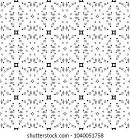 Abstract geometric pattern with squares, circles, triangles, stripes, lines. Seamless vector background. Black and white infinite texture.