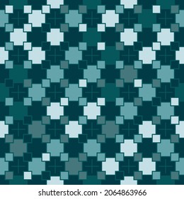 Abstract geometric pattern of squares with crosses. Seamless mosaic and tile. Vector illustration