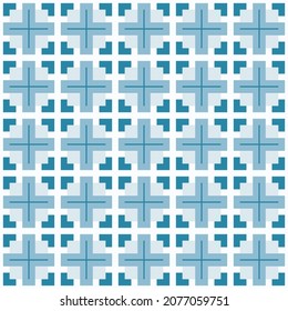 Abstract geometric pattern of squares with crosses. Seamless mosaic and tile. Vector illustration