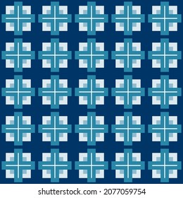 Patrón geométrico abstracto de cuadrados con cruces. Mosaico y baldosa sin incandescencias. Ilustración del vector