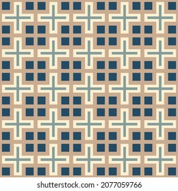 Abstract geometric pattern of squares with crosses. Seamless mosaic and tile. Vector illustration