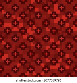 Patrón geométrico abstracto de cuadrados con cruces. Mosaico y baldosa sin incandescencias. Ilustración del vector