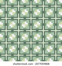 Abstract geometric pattern of squares with crosses. Seamless mosaic and tile. Vector illustration
