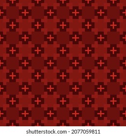 Abstract geometric pattern of squares with crosses. Seamless mosaic and tile. Vector illustration