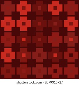 Abstract geometric pattern of squares with crosses. Seamless mosaic and tile. Vector illustration