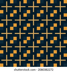 Patrón geométrico abstracto de cuadrados con cruces. Mosaico y baldosa sin incandescencias. Ilustración del vector