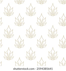 Abstract geometric pattern with squares, crosses, stripes, lines. Seamless vector background. White and gold ornament. Modern reticulated graphic design.