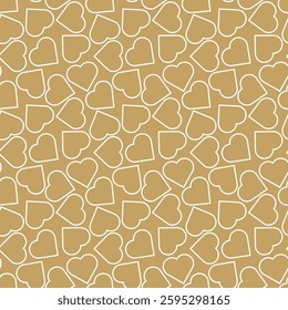 Abstract geometric pattern with squares, crosses, stripes, lines. Seamless vector background. White and gold ornament. Modern reticulated graphic design.