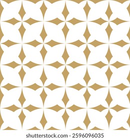 Abstract geometric pattern with squares, crosses, stripes, lines. Seamless vector background. White and gold ornament. Modern reticulated graphic design.