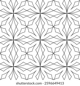 Abstract geometric pattern with squares, crosses, stripes, lines. Seamless vector background. White and black ornament. Modern reticulated graphic design.