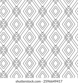 Abstract geometric pattern with squares, crosses, stripes, lines. Seamless vector background. White and black ornament. Modern reticulated graphic design.