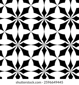 Abstract geometric pattern with squares, crosses, stripes, lines. Seamless vector background. White and black ornament. Modern reticulated graphic design.
