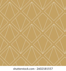 Abstract geometric pattern with squares, crosses, stripes, lines. Seamless vector background. White and gold ornament. Modern reticulated graphic design.