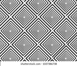 Abstract geometric pattern with squares, rhombuses. A seamless vector background. Grey and white graphic pattern.