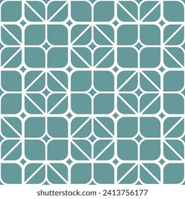 Abstract geometric pattern with squares, rhombuses. A seamless vector background. Green and white graphic pattern.