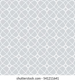 Abstract geometric pattern with squares, rhombuses. A seamless vector background. Grey and white graphic pattern. Arabian style. 