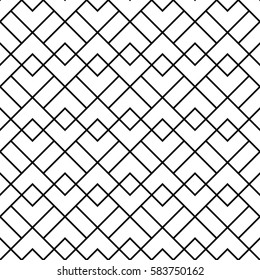 Abstract geometric pattern with squares, rhombuses. A seamless vector background. Black and white graphic pattern.