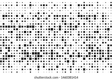 Abstract geometric pattern with squares of small and large scale. Black and white color Vector illustration