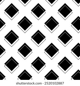 Abstract geometric pattern with squares, stripes, lines. Seamless vector background. White and black ornament. Modern graphic design.
