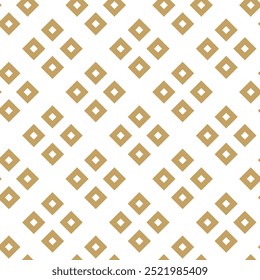 Abstract geometric pattern with squares, stripes, lines. Seamless vector background. White and gold ornament. Modern graphic design.