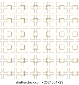 Abstract geometric pattern with squares, stripes, lines. Seamless vector background. White and gold ornament. Modern graphic design.