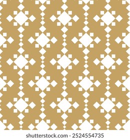 Abstract geometric pattern with squares, stripes, lines. Seamless vector background. White and gold ornament. Modern graphic design.