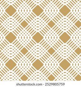 Patrón geométrico Abstractas con cuadrados, rayas, líneas. Fondo de Vector sin fisuras. Adorno blanco y dorado. Diseño gráfico moderno.