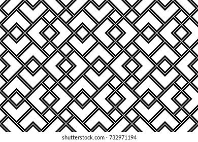 Abstract geometric pattern with squares, stripes. A seamless vector background. Black and white texture.