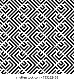 Abstract geometric pattern with squares, stripes. A seamless vector background. Black and white texture.