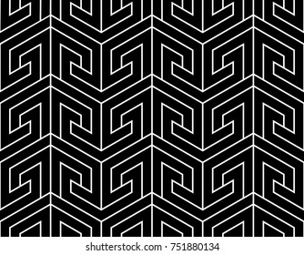 Abstract geometric pattern with squares, stripes. A seamless vector background. Black and white texture.