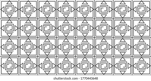 Abstract geometric pattern of squares and triangles, stripes. Seamless pattern.Vector illustration.
