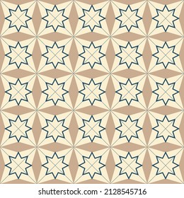 Resumen del patrón geométrico de las estrellas y cruces. Mosaico y baldosa sin incandescencias. Ilustración del vector