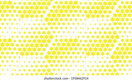 Abstract geometric pattern with stars. Seamless vector background. White and yellow halftone. Graphic modern pattern. Simple lattice graphic design