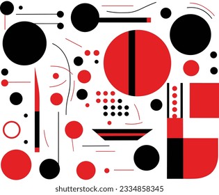 abstract abstract geometric pattern, stock vector, in the style of memphis design, light black and red, geometric shapes patterns, dynamic lines and shapes, delicate minimalism