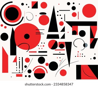 abstract abstract geometric pattern, stock vector, in the style of memphis design, light black and red, geometric shapes patterns, dynamic lines and shapes, delicate minimalism