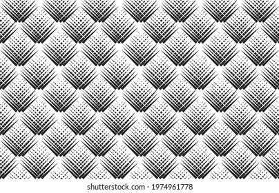 Abstract geometric pattern with stripe lines. Artistic fan shape floral ornamenal tile background. Black and white texture.